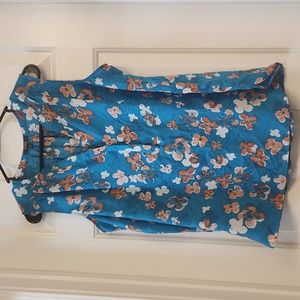 Blue floral blouse tank